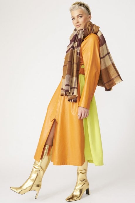 Mocha Checkered Cashmere Wrap