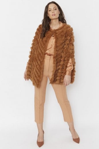 Mocha Coney Fur and Faux Suede Cape