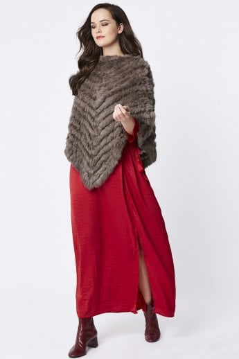 Mocha Coney Fur Arctic Poncho