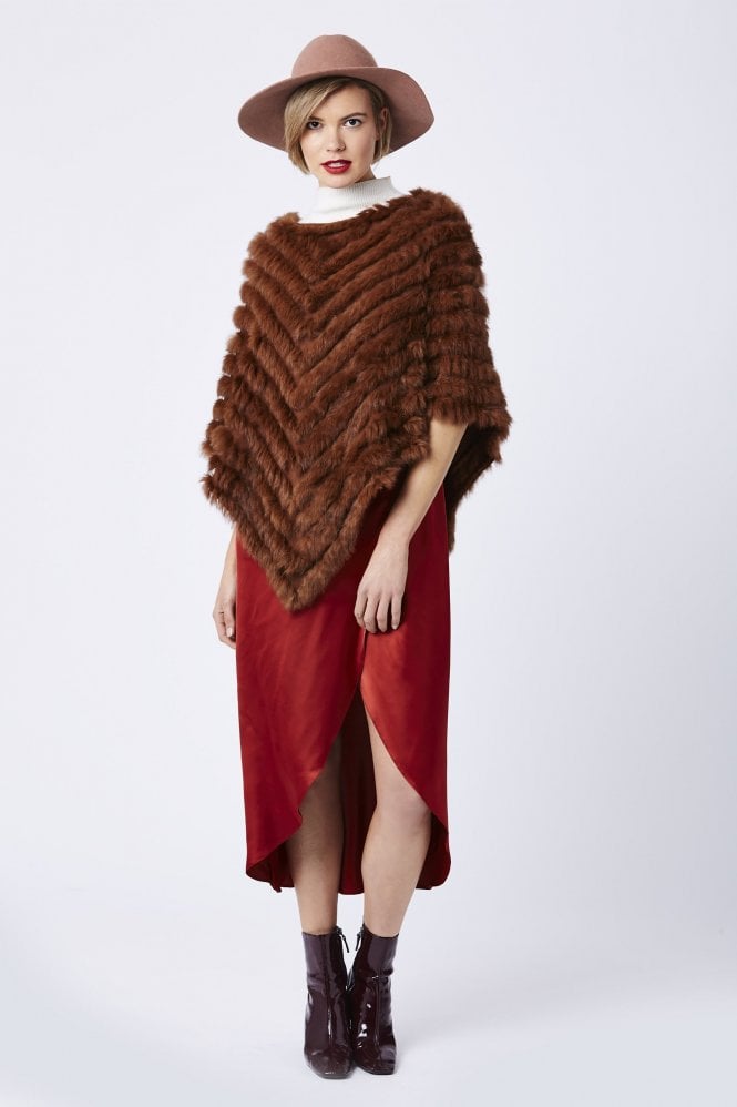 JAYLEY Mocha Coney Fur Poncho