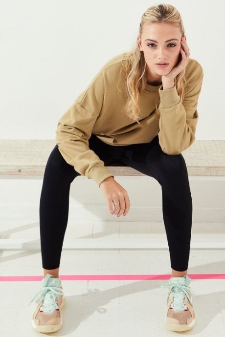 Mocha Crew Neck Cotton Sweatshirt