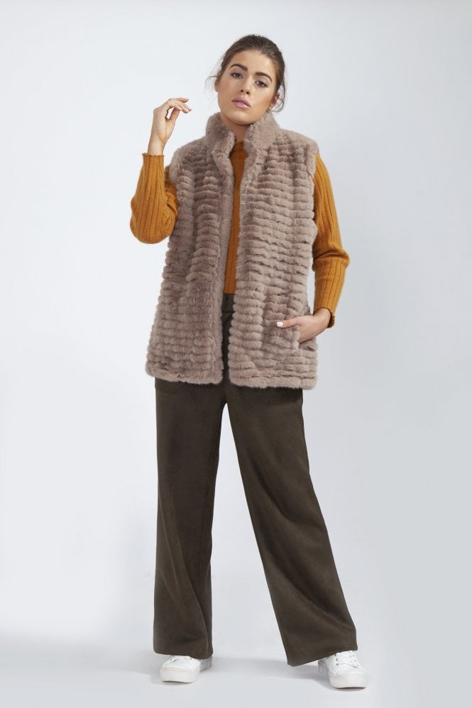 JAYLEY Mocha Faux Fur Faux Suede Vest