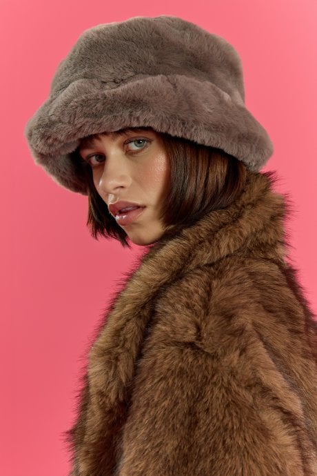 Mocha Faux Fur Hat