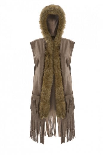 Mocha Faux Suede and Faux Fur Gilet | Waistcoat