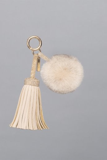 Mocha Faux Suede Faux Fur Pom Charm