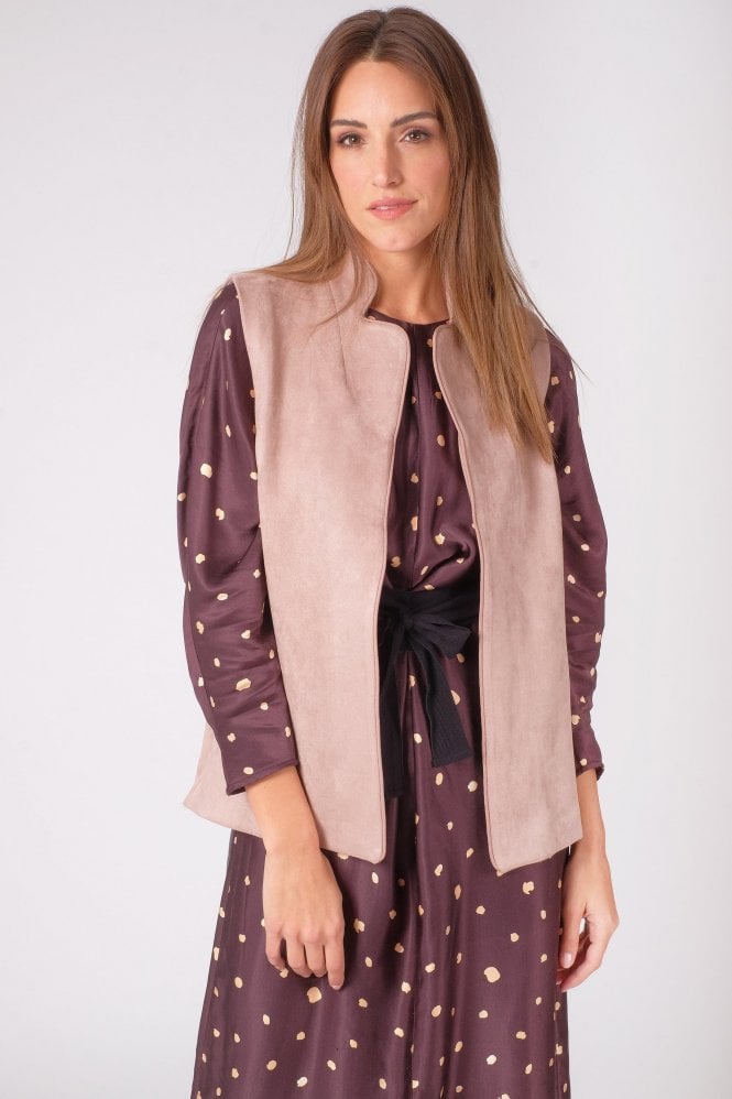 JAYLEY Mocha Faux Suede Vest