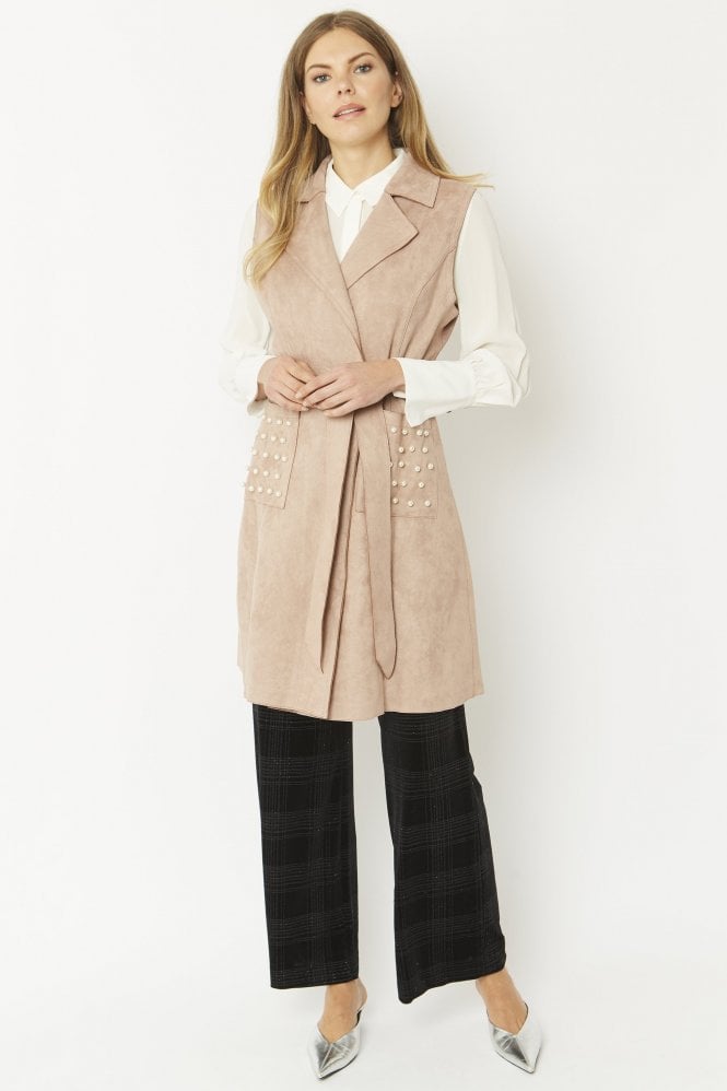 JAYLEY Mocha Faux Suede Vest