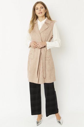 Mocha Faux Suede Gilet | Waistcoat