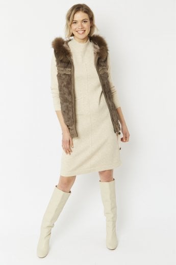 Mocha Fox and Coney Fur Hooded Gilet