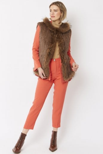 Mocha Fox and Coney Fur Hooded Gilet