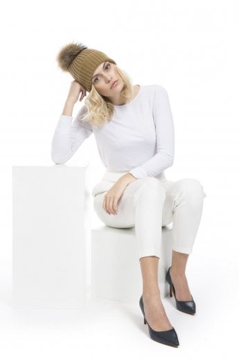 Mocha Fur Pom Pom Hat