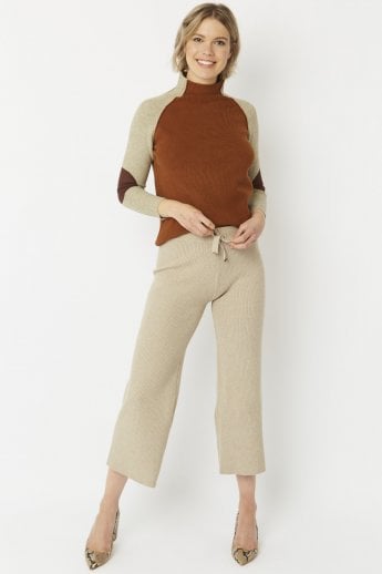 Mocha Knitted Wool Trousers
