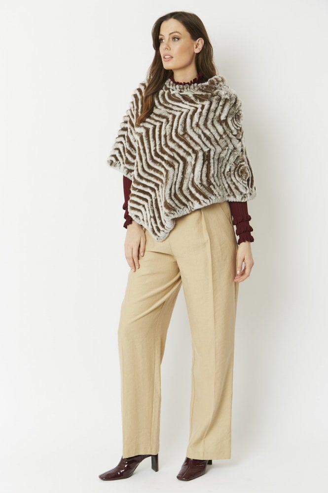 JAYLEY Mocha Luxury Coney Fur Poncho
