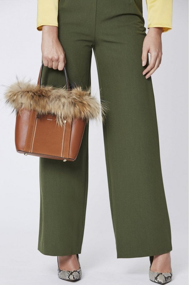 JAYLEY Mocha Premium Fox Fur Tote