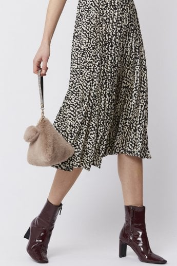 Mocha Pyramid Faux Fur Bag
