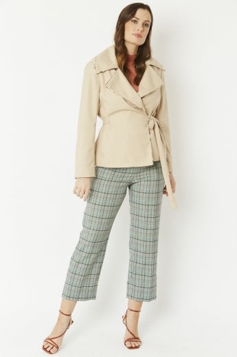 Mocha Silk Blend Cropped Trench