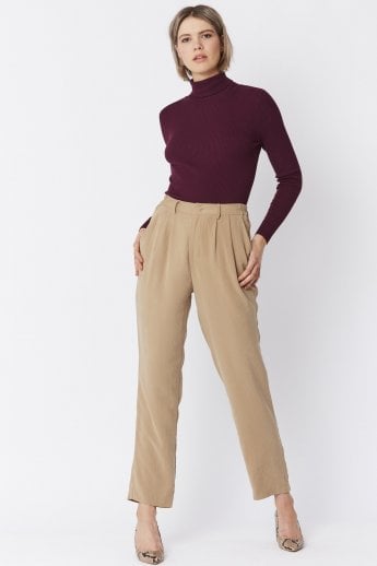 Mocha Silk Blend Trousers