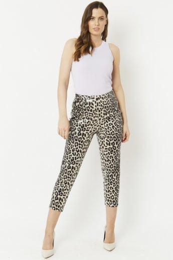 Mono Leopard Leopard Print Faux Suede Trousers