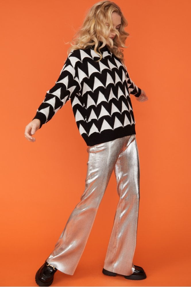JAYLEY Monochrome Geometric Cashmere Jumper