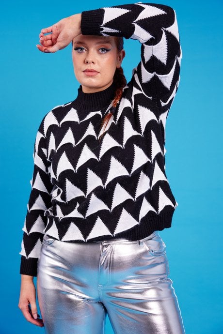 Monochrome Geometric Cashmere Jumper