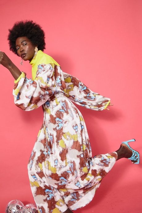 Multi Colour High Neck Maxi Dress