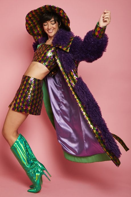 Multi-Coloured Geometric Sequin Mini Skirt