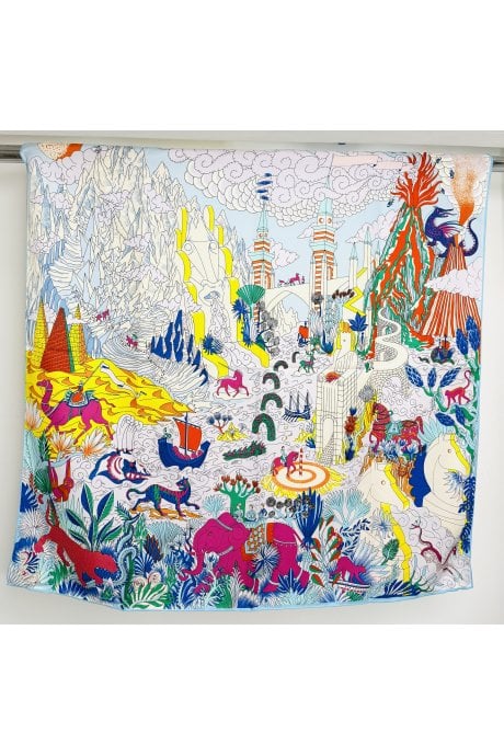 Multi Coloured Hand Crafted Silk Blend Scarf