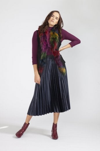Multi Faux Suede and Fox Fur Gilet