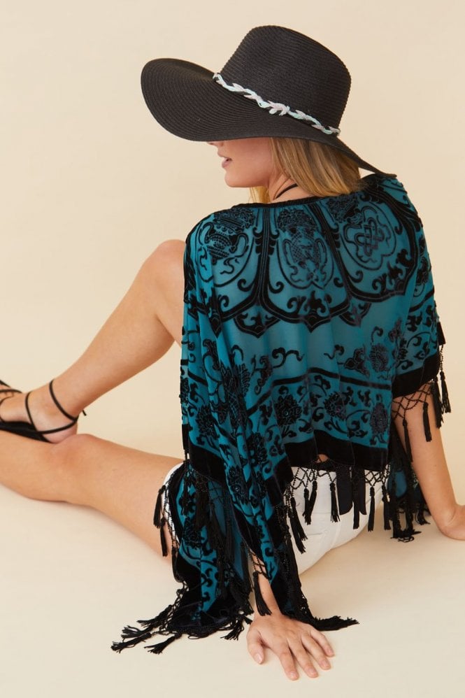 JAYLEY Multi Silk Devore Poncho