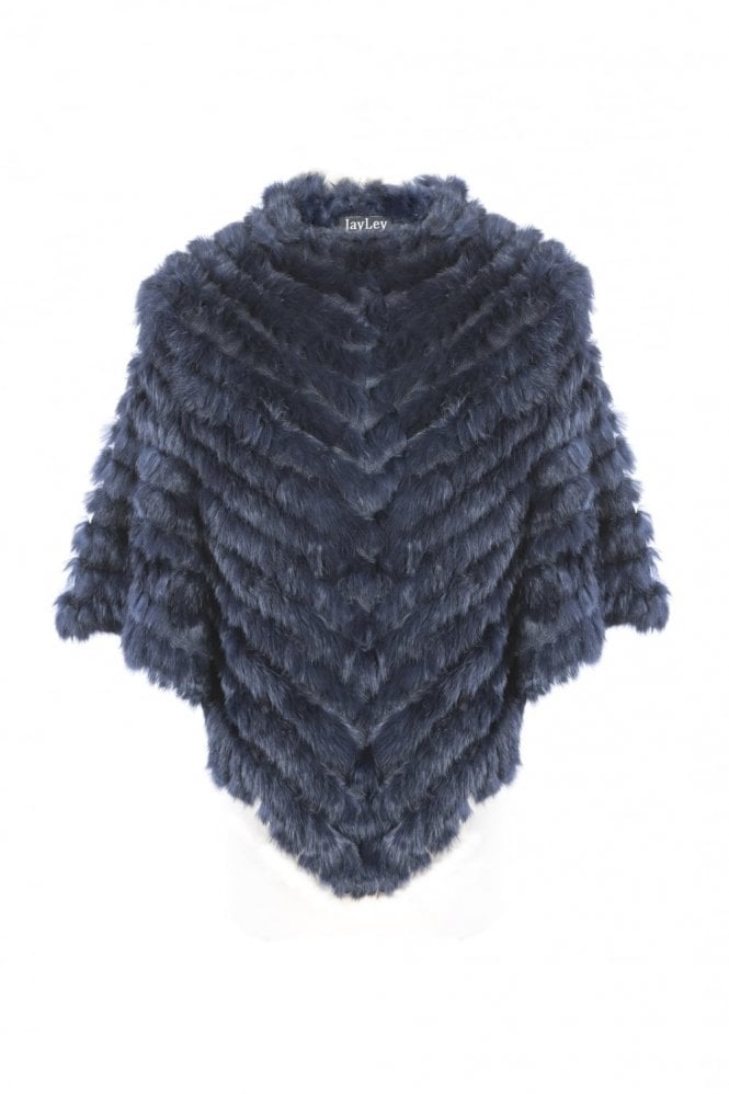 JAYLEY Navy Coney Fur Arctic Poncho