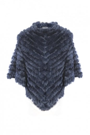 Navy Coney Fur Arctic Poncho