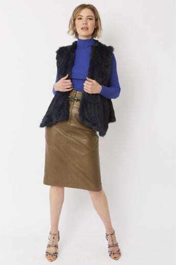 Navy Coney Fur Gilet