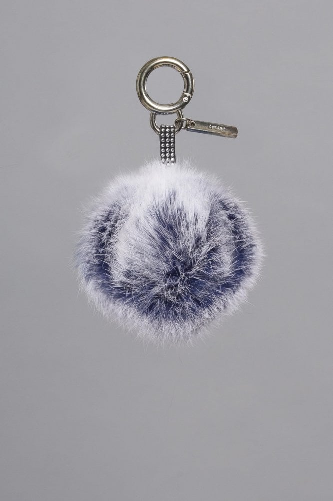 JAYLEY Navy Coney Fur Pom Bag Charms