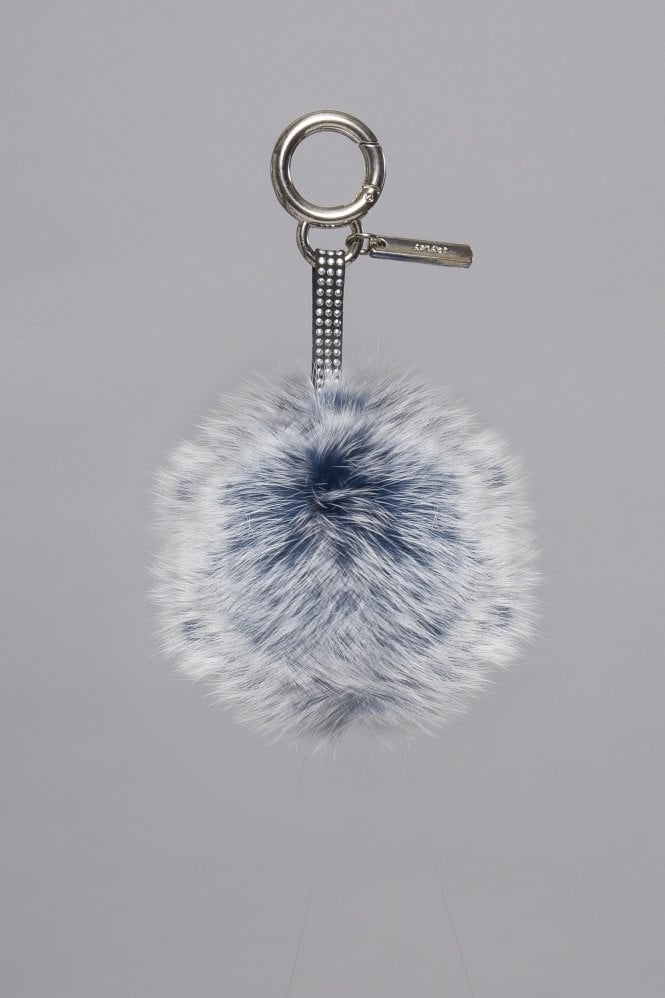 JAYLEY Navy Coney Fur Pom Bag Charms