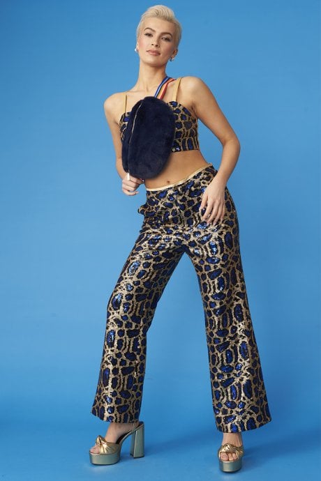 Navy Faux Fur Bum Bag
