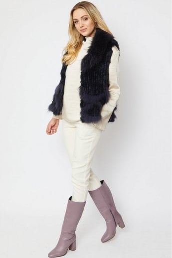 Navy Fox and Coney Fur Gilet