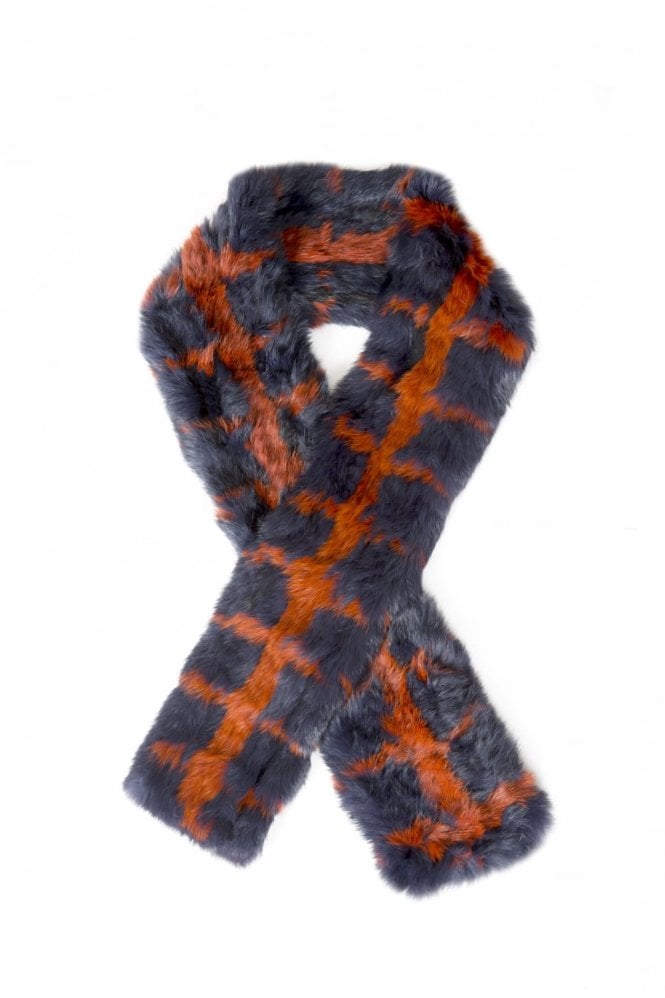 JAYLEY Navy Luxury Womens Coney Fur Scarf