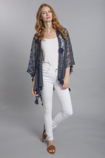 Navy Vintage Lace Wrap