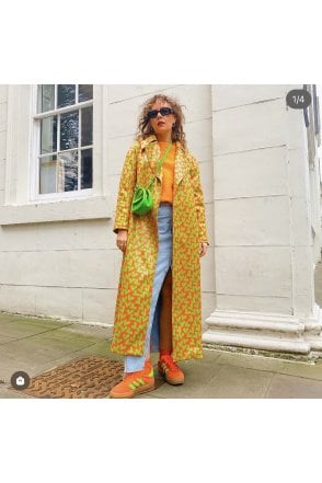 Orange and Green Love Heart Trench Coat