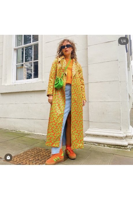 Orange and Green Love Heart Trench Coat