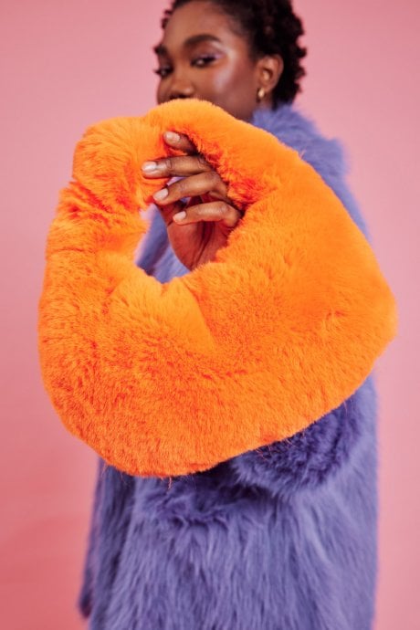 Orange Faux Fur Charlotte Bag