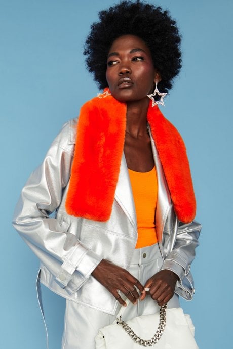 Orange Faux Fur Scarf