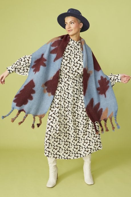 Oversized Blue Coloured Cashmere and Wool Scarf