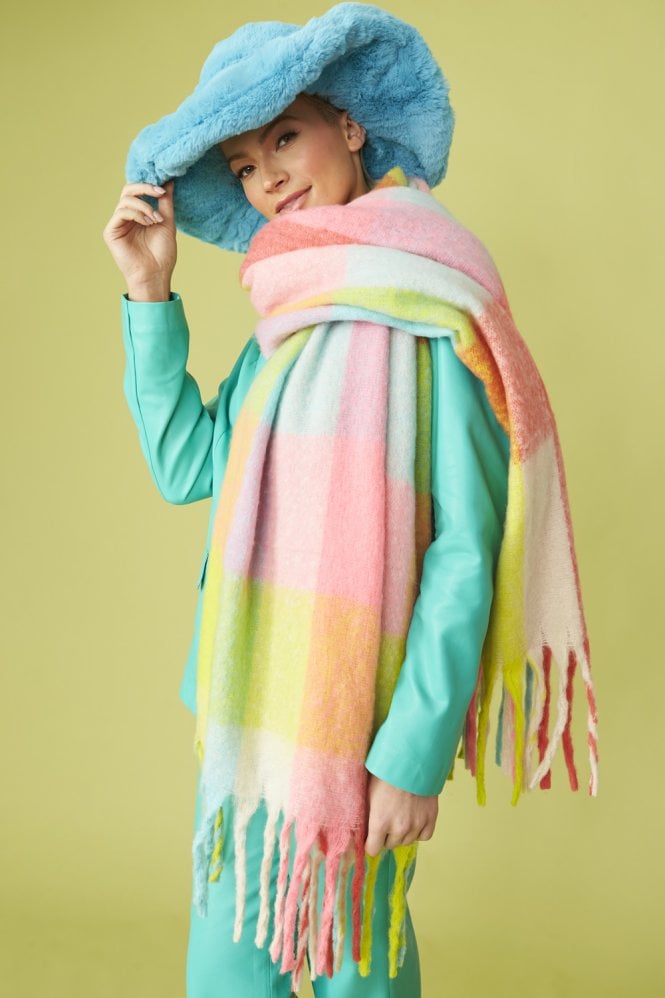 JAYLEY Oversized Multi Coloured  Cashmere and Wool Scarf
