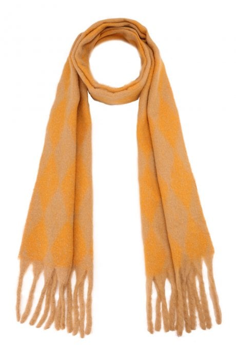 Oversized Tartan Cashmere Blend Scarf in Yellow