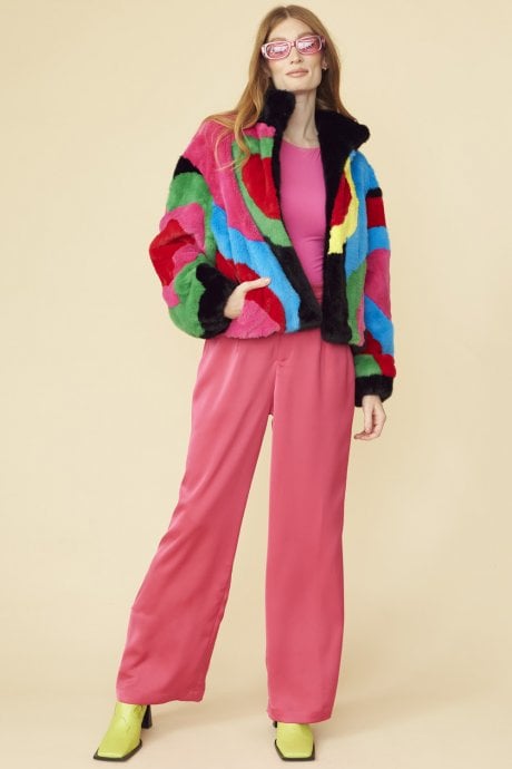 Picasso Bamboo Blend Hand Painted Cropped Coat