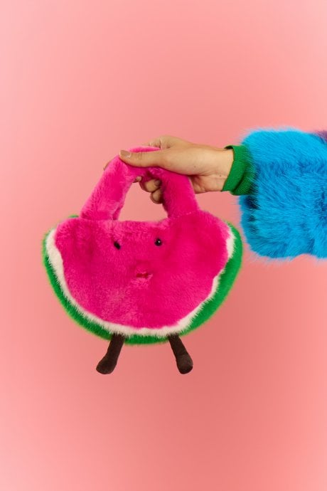 Pink and Green Handmade Cute Water Melon Bamboo Fur Bag