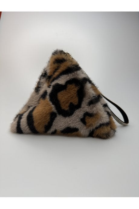 Pink Animal Print Pyramid Faux Fur Bag