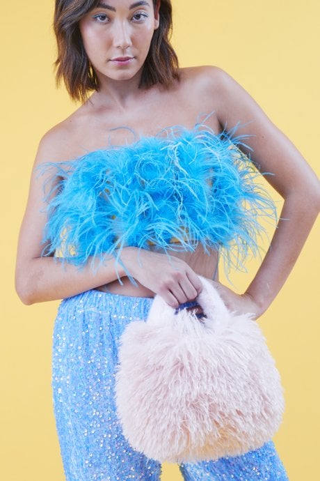 Pink Bamboo Eco Faux Fur Bag
