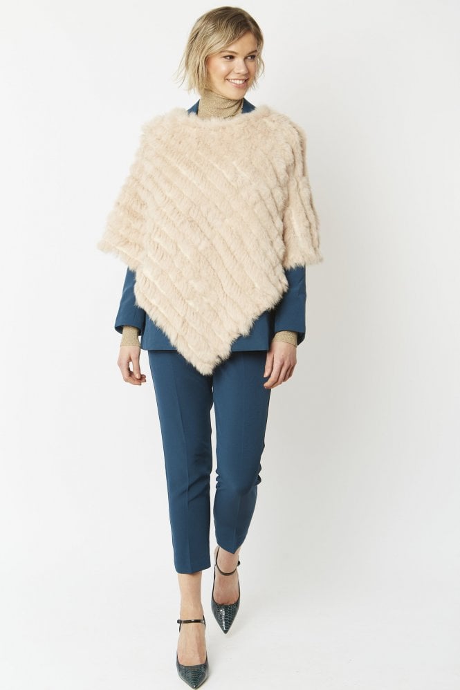 JAYLEY Pink Cashmere Blend Coney Fur Poncho